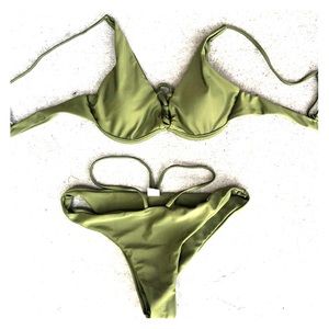 olive green lace-up bikini